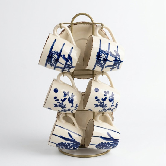 Porcelain Mug & Saucer Set - 6 Pcs